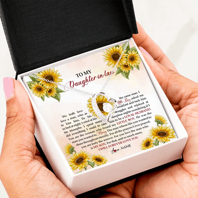 Forever Love Necklace | Personalized To My Daughter In Law Necklace from Mother In Law I Will Forever Love You Daughter In Law Jewelry Birthday Wedding Day Customized Message Card | teecentury