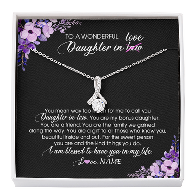 Alluring Beauty Necklace | Personalized To My Daughter In Law Necklace from Mother In Law You Are My Bonus Daughter Jewelry Birthday Wedding Day Christmas Customized Message Card | teecentury