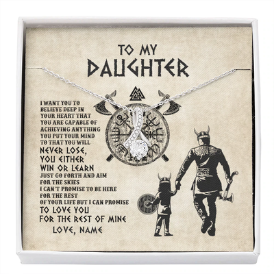 Alluring Beauty Necklace | Personalized To My Daughter Necklace From Dad Father You Will Never Lose Wolf Daughter Birthday Graduation Valentines Christmas Customized Message Card | teecentury