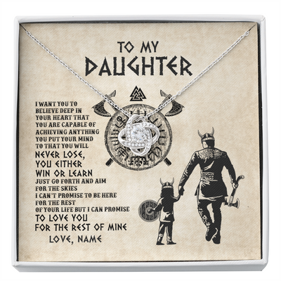 Love Knot Necklace | Personalized To My Daughter Necklace From Dad Father You Will Never Lose Wolf Daughter Birthday Graduation Valentines Christmas Customized Message Card | teecentury