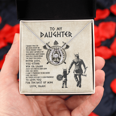 Lucky In Love Necklace | Personalized To My Daughter Necklace From Dad Father You Will Never Lose Wolf Daughter Birthday Graduation Valentines Christmas Customized Message Card | teecentury