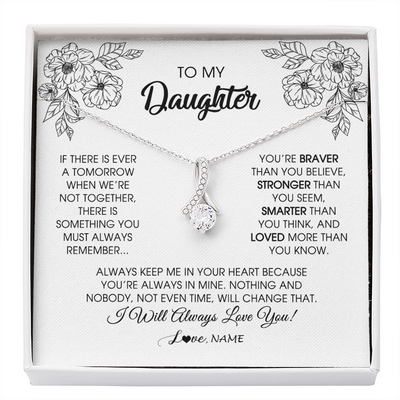 Alluring Beauty Necklace | Personalized To My Daughter Necklace From Mom Dad Father You're Braver Stronger Smarter Daughter Birthday Christmas Customized Jewelry Gift Box Message Card | teecentury