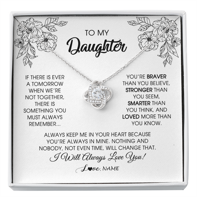 Love Knot Necklace | Personalized To My Daughter Necklace From Mom Dad Father You're Braver Stronger Smarter Daughter Birthday Christmas Customized Jewelry Gift Box Message Card | teecentury