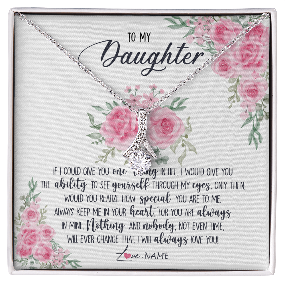 Alluring Beauty Necklace | Personalized To My Daughter Necklace From Mom Dad I Will Always Love You Daughter Birthday Christmas Jewelry Pendant Customized Gift Box Message Card | teecentury