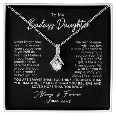 Alluring Beauty Necklace | Personalized To My Daughter Necklace From Mom Dad Never Forget How Much I Love You Daughter Birthday Christmas Graduation Customized Gift Box Message Card | teecentury