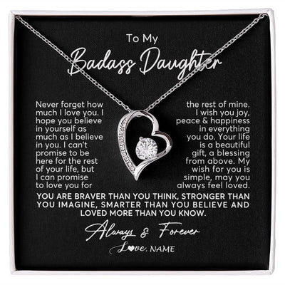 Forever Love Necklace | Personalized To My Daughter Necklace From Mom Dad Never Forget How Much I Love You Daughter Birthday Christmas Graduation Customized Gift Box Message Card | teecentury