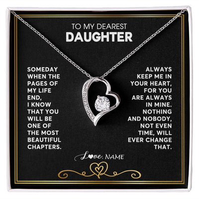 Forever Love Necklace | Personalized To My Daughter Necklace From Mom Dad When The Pages Of My Life End Daughter Birthday Graduation Christmas Customized Gift Box Message Card | teecentury