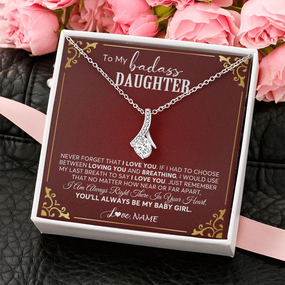 Alluring Beauty Necklace | Personalized To My Daughter Necklace From Mom Dad You'Ll Always Be My Baby Girl Daughter Birthday Graduation Christmas Customized Gift Box Message Card | teecentury