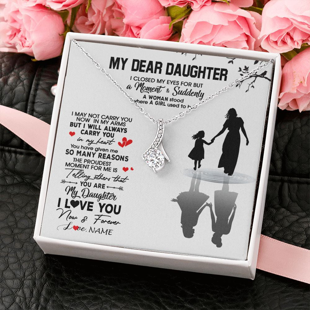 Alluring Beauty Necklace | Personalized To My Daughter Necklace From Mom Mother I Love You Letters For Her Daughter Birthday Graduation Christmas Customized Gift Box Message Card | teecentury