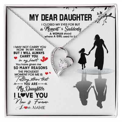 Forever Love Necklace | Personalized To My Daughter Necklace From Mom Mother I Love You Letters For Her Daughter Birthday Graduation Christmas Customized Gift Box Message Card | teecentury