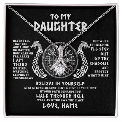 Alluring Beauty Necklace | Personalized To My Daughter Necklace Viking Never Feel You Are Alone Odin Scandinavian Norse Runes Daughter Birthday Christmas Customized Gift Box Message Card | teecentury
