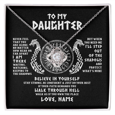 Love Knot Necklace | Personalized To My Daughter Necklace Viking Never Feel You Are Alone Odin Scandinavian Norse Runes Daughter Birthday Christmas Customized Gift Box Message Card | teecentury