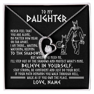 Forever Love Necklace | Personalized To My Daughter Necklace Viking Never Feel You Are Alone Scandinavian Runes Viking Daughter Birthday Christmas Customized Gift Box Message Card | teecentury