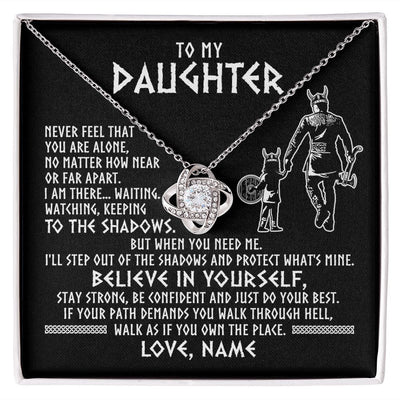 Love Knot Necklace | Personalized To My Daughter Necklace Viking Never Feel You Are Alone Scandinavian Runes Viking Daughter Birthday Christmas Customized Gift Box Message Card | teecentury