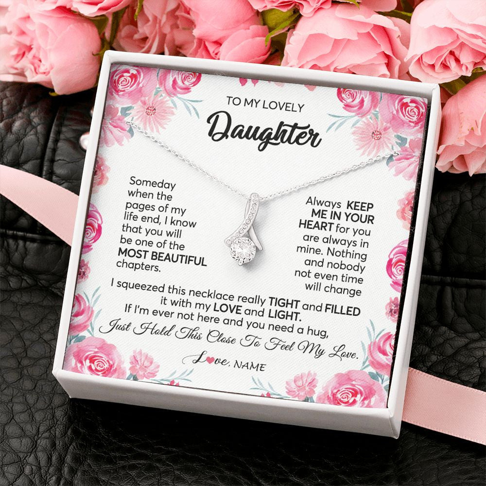 Alluring Beauty Necklace | Personalized To My Daughter Necklace from Mom Dad Always Keep Me in Your Heart Daughter Birthday Graduation Christmas Customized Gift Box Message Card | teecentury