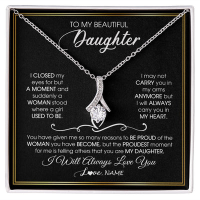 Alluring Beauty Necklace | Personalized To My Daughter Necklace from Mom Mother Dad I Closed My Eyes For A Moment Daughter Birthday Graduation Christmas Customized Gift Box Message Card | teecentury
