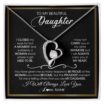 Forever Love Necklace | Personalized To My Daughter Necklace from Mom Mother Dad I Closed My Eyes For A Moment Daughter Birthday Graduation Christmas Customized Gift Box Message Card | teecentury