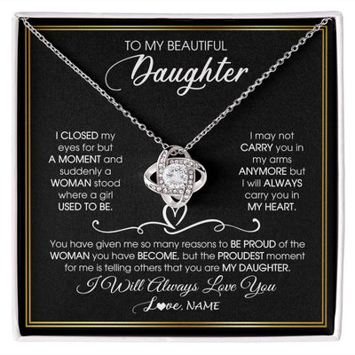 Love Knot Necklace | Personalized To My Daughter Necklace from Mom Mother Dad I Closed My Eyes For A Moment Daughter Birthday Graduation Christmas Customized Gift Box Message Card | teecentury