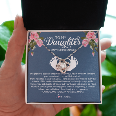 Love Knot Necklace | Personalized To My Daughter On Your Pregnancy Necklace First Time Mom Expecting Mama Mom Mother's Day Pendant Jewelry Customized Gift Box Message Card | teecentury