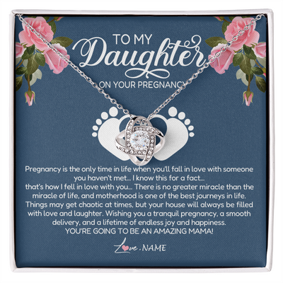 Love Knot Necklace | Personalized To My Daughter On Your Pregnancy Necklace First Time Mom Expecting Mama Mom Mother's Day Pendant Jewelry Customized Gift Box Message Card | teecentury