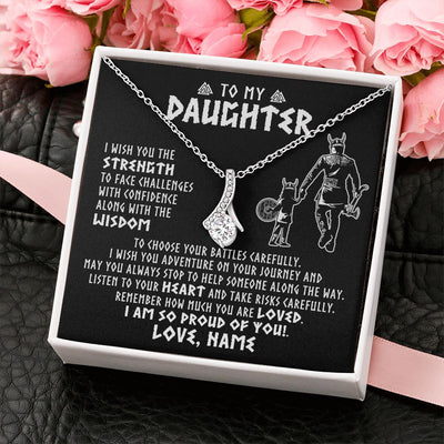 Alluring Beauty Necklace | Personalized To My Daughter Viking Necklace From Dad Father I Am So Proud Of You Runes Viking Daughter Birthday Christmas Customized Gift Box Message Card | teecentury