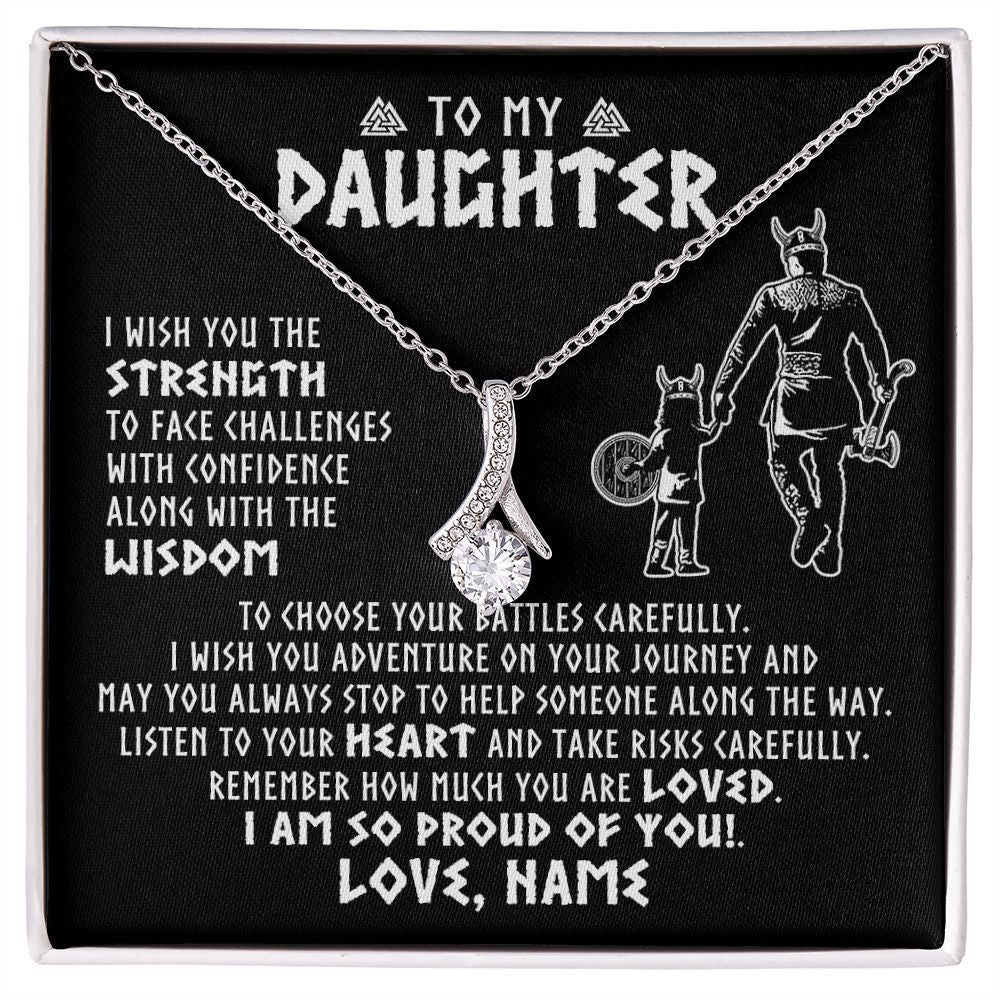 Alluring Beauty Necklace | Personalized To My Daughter Viking Necklace From Dad Father I Am So Proud Of You Runes Viking Daughter Birthday Christmas Customized Gift Box Message Card | teecentury