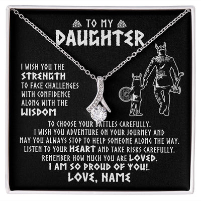 Alluring Beauty Necklace | Personalized To My Daughter Viking Necklace From Dad Father I Am So Proud Of You Runes Viking Daughter Birthday Christmas Customized Gift Box Message Card | teecentury