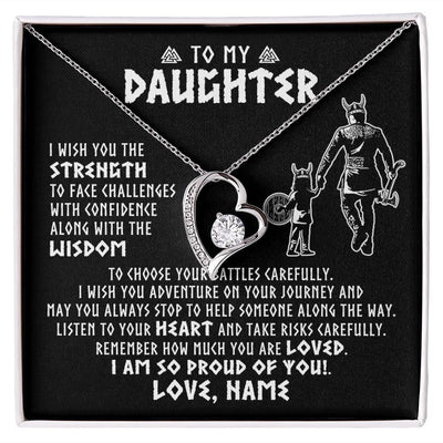 Forever Love Necklace | Personalized To My Daughter Viking Necklace From Dad Father I Am So Proud Of You Runes Viking Daughter Birthday Christmas Customized Gift Box Message Card | teecentury