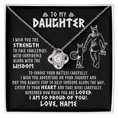 Love Knot Necklace | Personalized To My Daughter Viking Necklace From Dad Father I Am So Proud Of You Runes Viking Daughter Birthday Christmas Customized Gift Box Message Card | teecentury