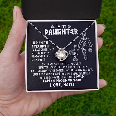 Love Knot Necklace | Personalized To My Daughter Viking Necklace From Dad Father I Am So Proud Of You Runes Viking Daughter Birthday Christmas Customized Gift Box Message Card | teecentury