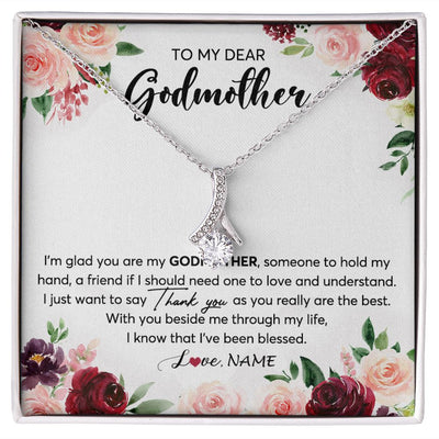 Alluring Beauty Necklace | Personalized To My Dear Godmother Necklace From Goddaughter Im Glad You Are My Godmother Aunt Birthday Mothers Day Christmas Customized Gift Box Message Card | teecentury
