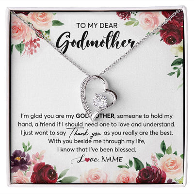 Forever Love Necklace | Personalized To My Dear Godmother Necklace From Goddaughter Im Glad You Are My Godmother Aunt Birthday Mothers Day Christmas Customized Gift Box Message Card | teecentury