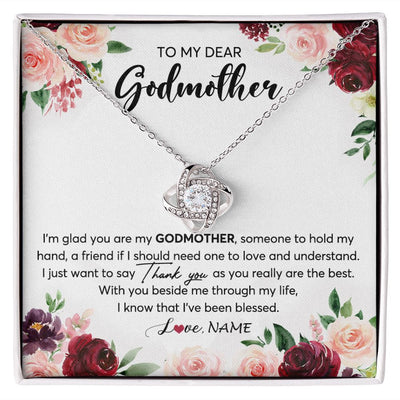Love Knot Necklace | Personalized To My Dear Godmother Necklace From Goddaughter Im Glad You Are My Godmother Aunt Birthday Mothers Day Christmas Customized Gift Box Message Card | teecentury