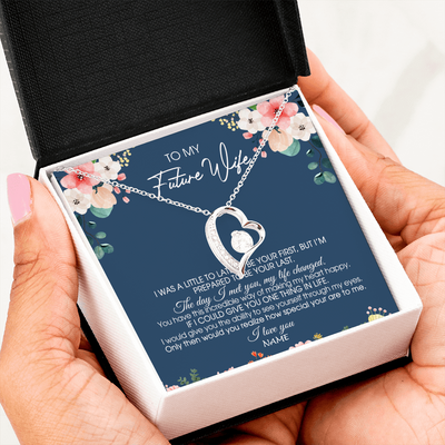Forever Love Necklace | Personalized To My Future Wife Necklace From Boyfriend Love You Soulmate Girlfriend Wife Birthday Anniversary Valentines Day Christmas Customized Message Card | teecentury