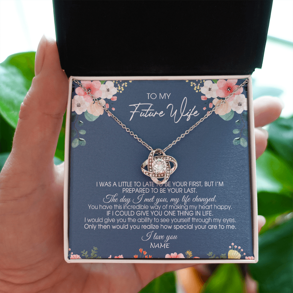 Love Knot Necklace | Personalized To My Future Wife Necklace From Boyfriend Love You Soulmate Girlfriend Wife Birthday Anniversary Valentines Day Christmas Customized Message Card | teecentury
