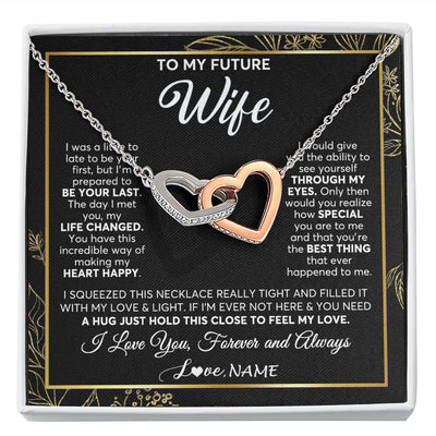 Interlocking Hearts Necklace | Personalized To My Future Wife Necklace From Husband My Love Fiancee Wife Birthday Anniversary Valentines Day Christmas Customized Gift Box Message Card | teecentury