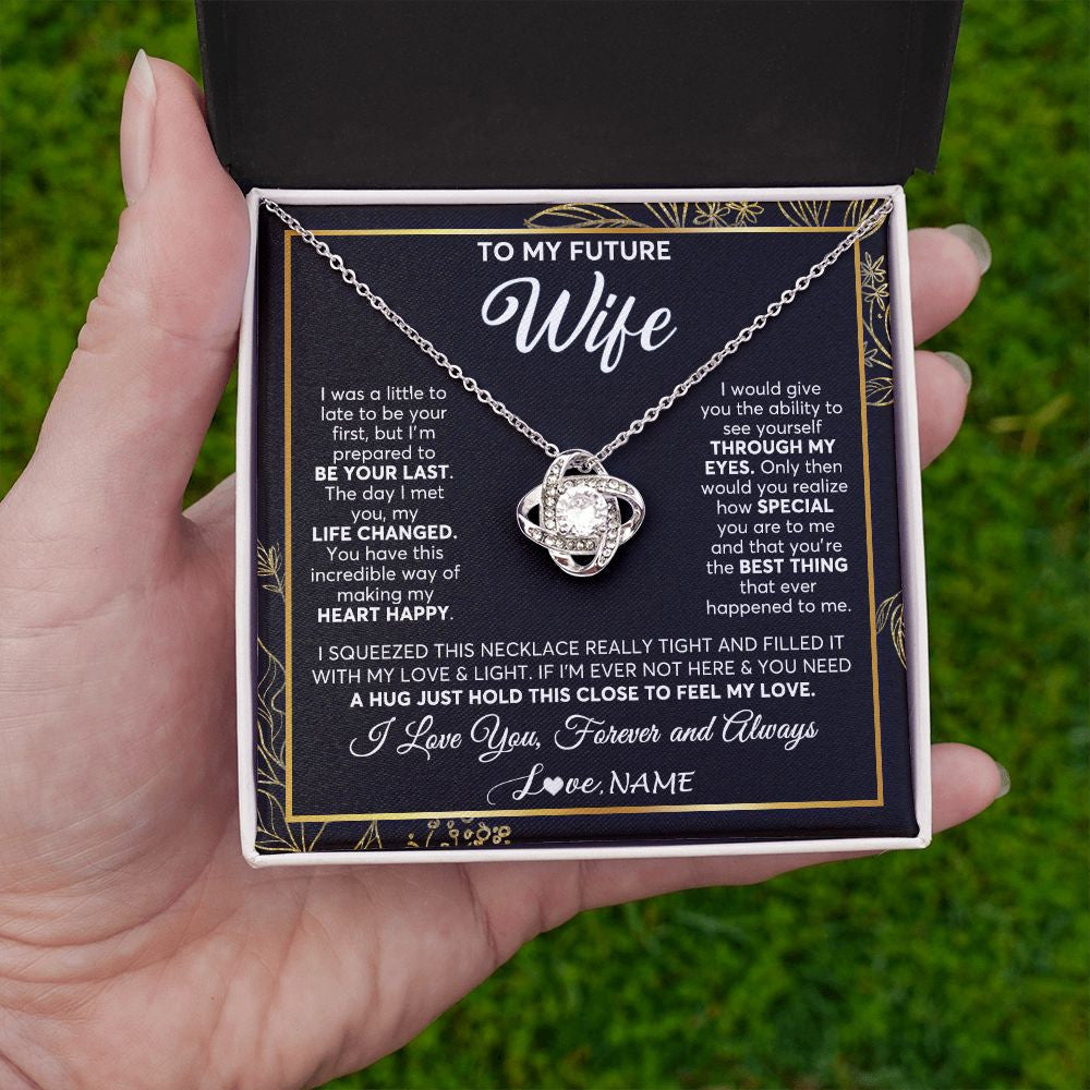 Love Knot Necklace | Personalized To My Future Wife Necklace From Husband My Love Fiancee Wife Birthday Anniversary Valentines Day Christmas Customized Gift Box Message Card | teecentury