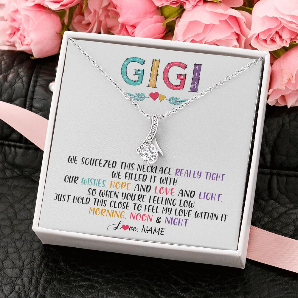 Alluring Beauty Necklace | Personalized To My Gigi Necklace From Grandkids Granddaughter We Squeezed This Necklace Gigi Birthday Mothers Day Christmas Customized Gift Box Message Card | teecentury