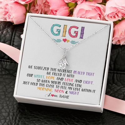 Alluring Beauty Necklace | Personalized To My Gigi Necklace From Grandkids Granddaughter We Squeezed This Necklace Gigi Birthday Mothers Day Christmas Customized Gift Box Message Card | teecentury