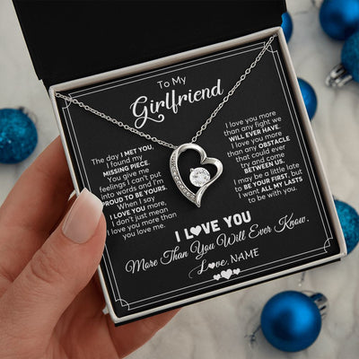 Forever Love Necklace | Personalized To My Girlfriend Necklace From Boyfriend The Day I Met You Girlfriend Birthday Anniversary Valentines Christmas Customized Gift Box Message Card | teecentury