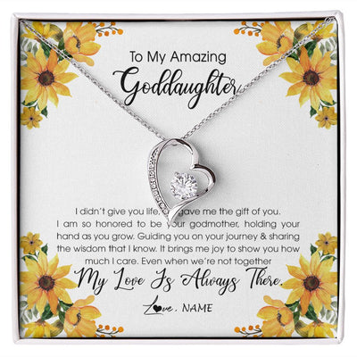 Forever Love Necklace | Personalized To My Goddaughter Necklace From Godmother My Love Is Always There Goddaughter Birthday Christmas Graduation Customized Gift Box Message Card | teecentury
