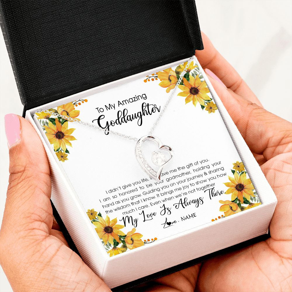 Forever Love Necklace | Personalized To My Goddaughter Necklace From Godmother My Love Is Always There Goddaughter Birthday Christmas Graduation Customized Gift Box Message Card | teecentury