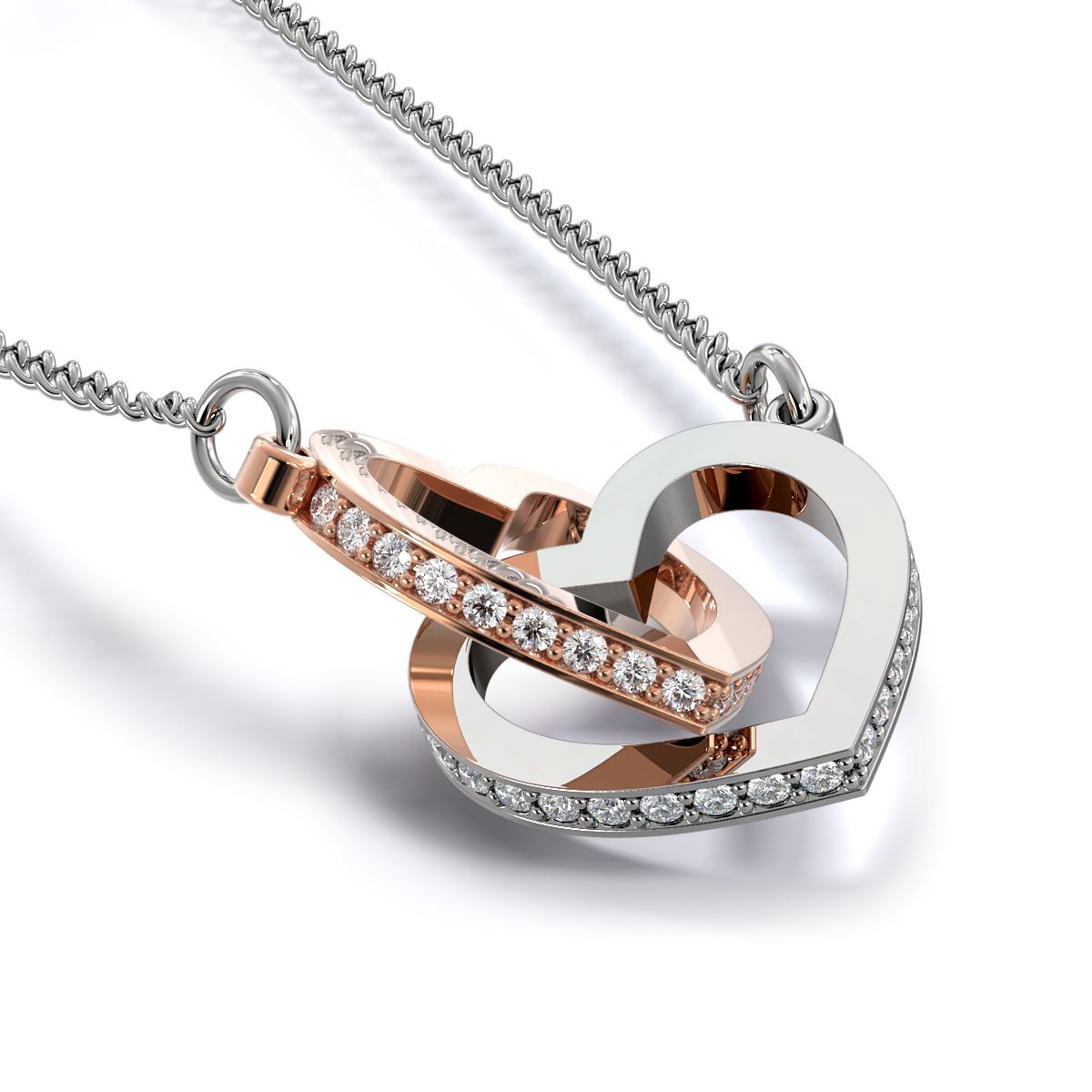 Interlocking Hearts Necklace | Personalized To My Goddaughter Necklace From Godmother My Love Is Always There Goddaughter Birthday Christmas Graduation Customized Gift Box Message Card | teecentury