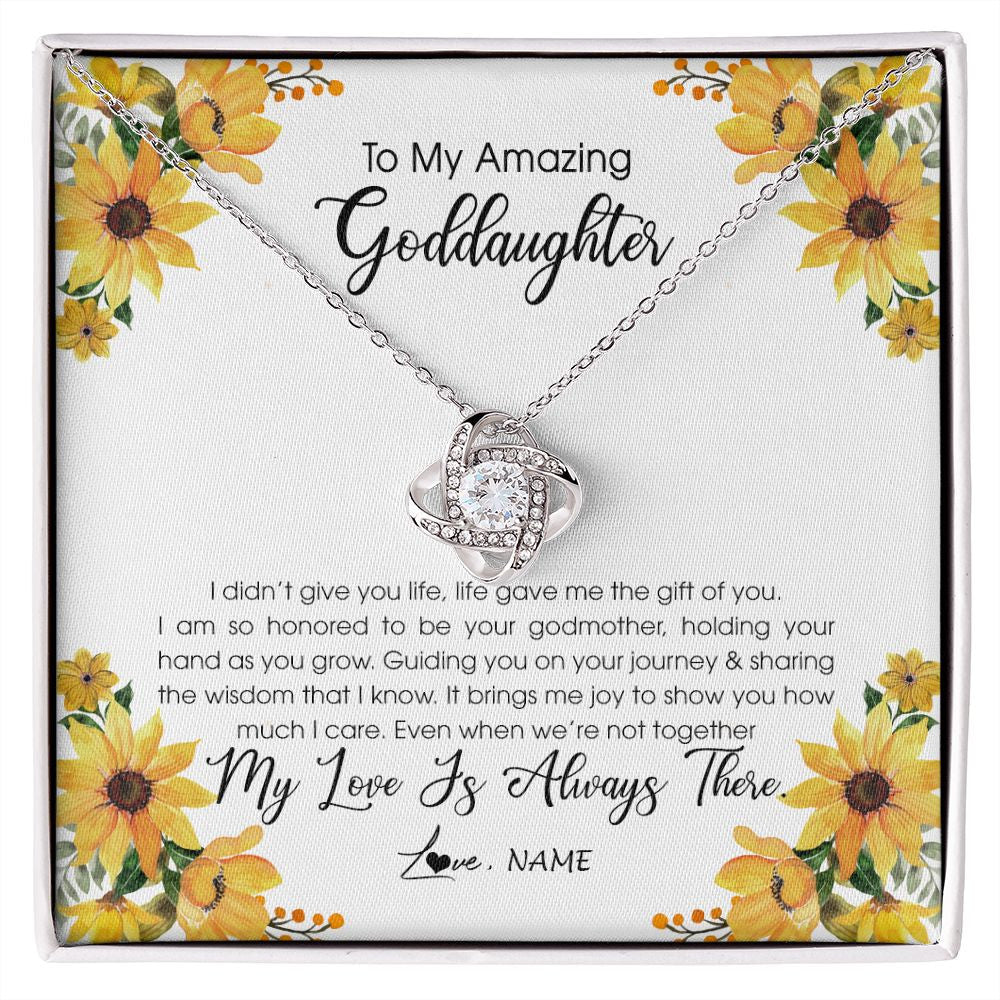 Love Knot Necklace | Personalized To My Goddaughter Necklace From Godmother My Love Is Always There Goddaughter Birthday Christmas Graduation Customized Gift Box Message Card | teecentury