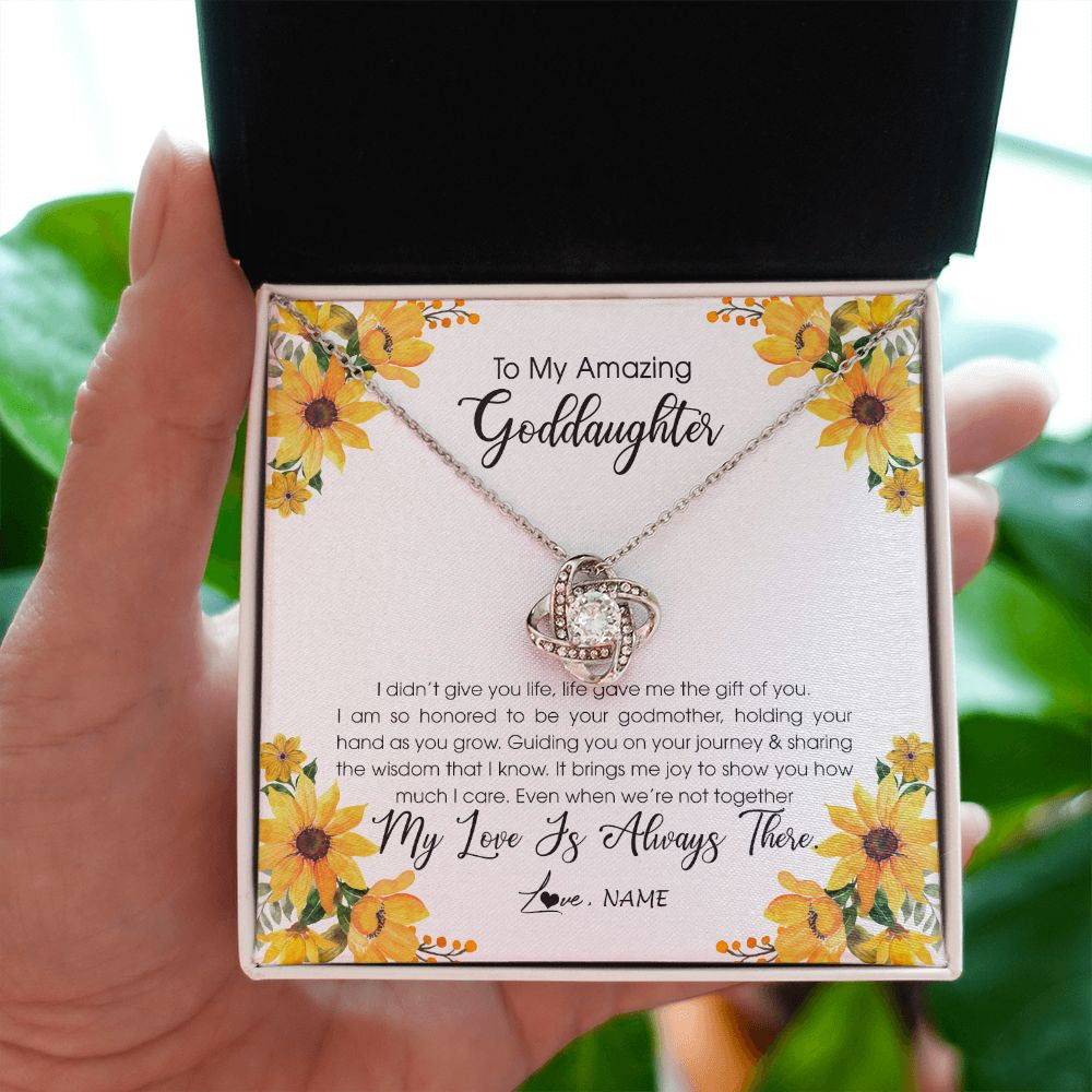 Love Knot Necklace | Personalized To My Goddaughter Necklace From Godmother My Love Is Always There Goddaughter Birthday Christmas Graduation Customized Gift Box Message Card | teecentury