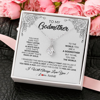 Alluring Beauty Necklace | Personalized To My Godmother Necklace From Niece Hold This Close Feel My Love Godmother Birthday Mothers Day Christmas Customized Gift Box Message Card | teecentury