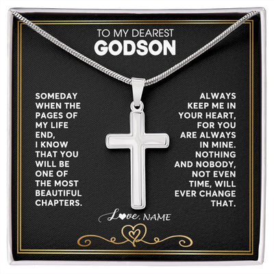 Stainless Cross Necklace | Personalized To My Godson Necklace From Godmother Godfather When The Pages Of My Life End Godchild Godson Birthday Christmas Customized Gift Box Message Card | teecentury