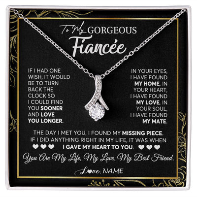 Alluring Beauty Necklace | Personalized To My Gorgeous Fiancee Necklace From Fiance My Life My Love Future Wife Birthday Valentines Day Christmas Customized Gift Box Message Card | teecentury