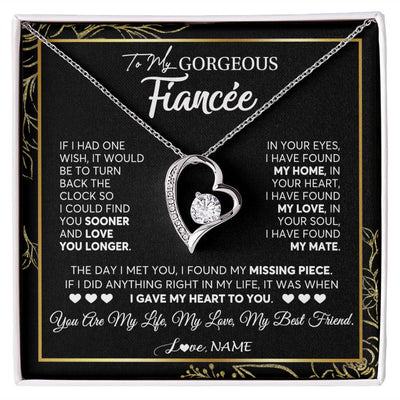 Forever Love Necklace | Personalized To My Gorgeous Fiancee Necklace From Fiance My Life My Love Future Wife Birthday Valentines Day Christmas Customized Gift Box Message Card | teecentury