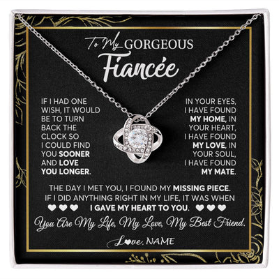 Love Knot Necklace | Personalized To My Gorgeous Fiancee Necklace From Fiance My Life My Love Future Wife Birthday Valentines Day Christmas Customized Gift Box Message Card | teecentury